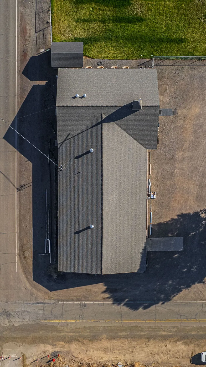 Top-down view of the main sanctuary roof
